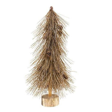 Sparkle Bottle Brush Pine Tree With Pine Cones on Base 15 - The Fox Decor